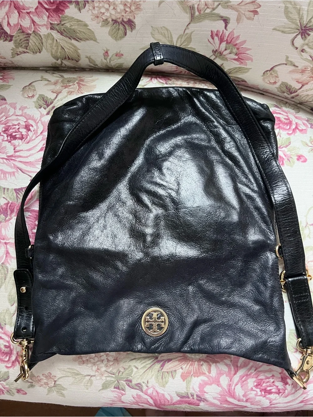 Tory Burch vintage black 🖤 glazed leather convertible bag 🖤